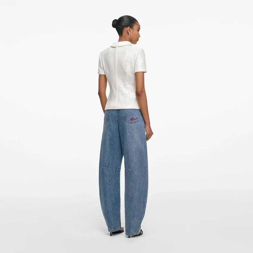White Sequin Tailored Top White Sequin Tailored Top