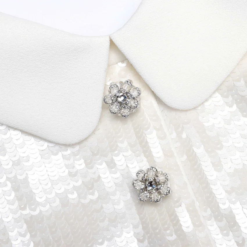 White Sequin Tailored Top White Sequin Tailored Top