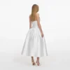 White Taffeta Strapless Midi Dress White Taffeta Strapless Midi Dress
