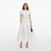 White Tailored Taffeta Midi Dress