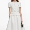 White Tailored Taffeta Midi Dress