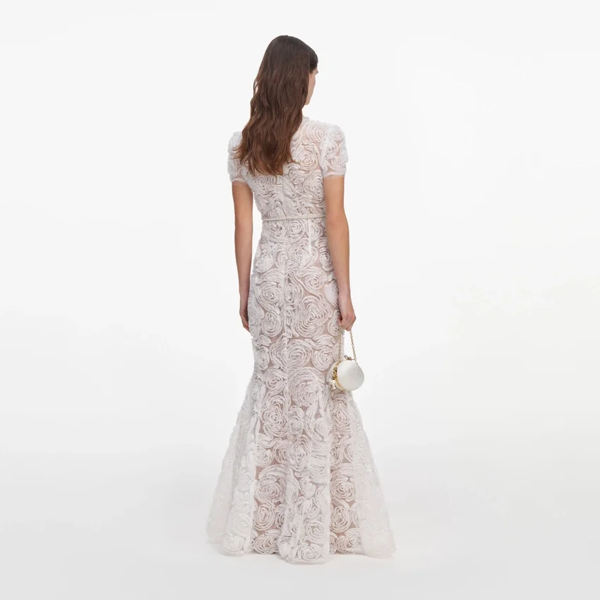 White Tulle Lace Maxi Dress White Tulle Lace Maxi Dress