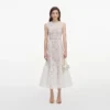 White Tulle Lace Midi Dress