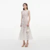 White Tulle Lace Midi Dress