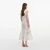 White Tulle Lace Midi Dress