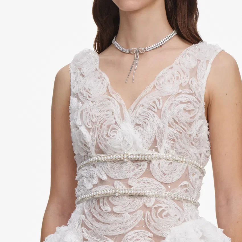 White Tulle Lace Mini Dress White Tulle Lace Mini Dress