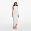 White Viscose Knit Drape Maxi Dress White Viscose Knit Drape Maxi Dress