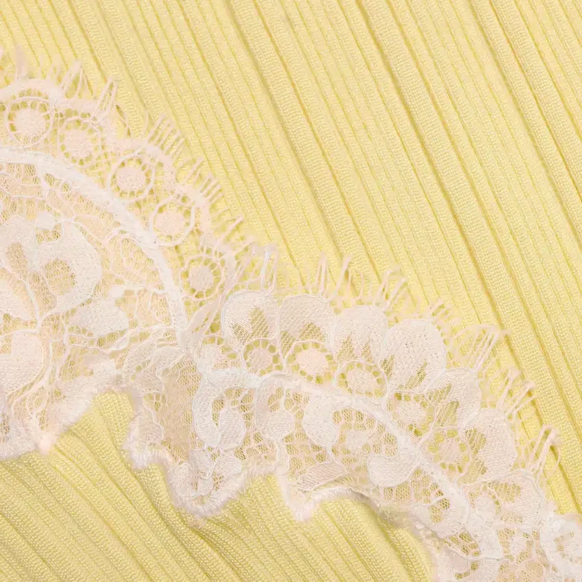 Yellow Contrast Lace Knit Top Yellow Contrast Lace Knit Top