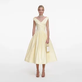 Yellow Cotton Midi Dress