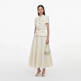 Yellow Crepe Tailored Midi Dress