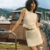Yellow Crochet Flower Knit Mini Skirt Yellow Crochet Flower Knit Mini Skirt