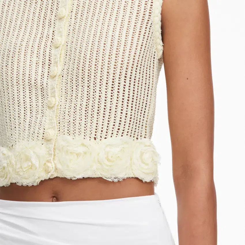 Yellow Crochet Flower Knit Top Yellow Crochet Flower Knit Top