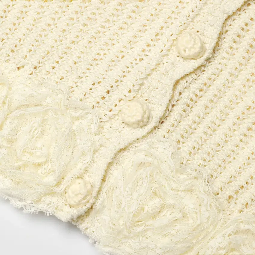 Yellow Crochet Flower Knit Top Yellow Crochet Flower Knit Top