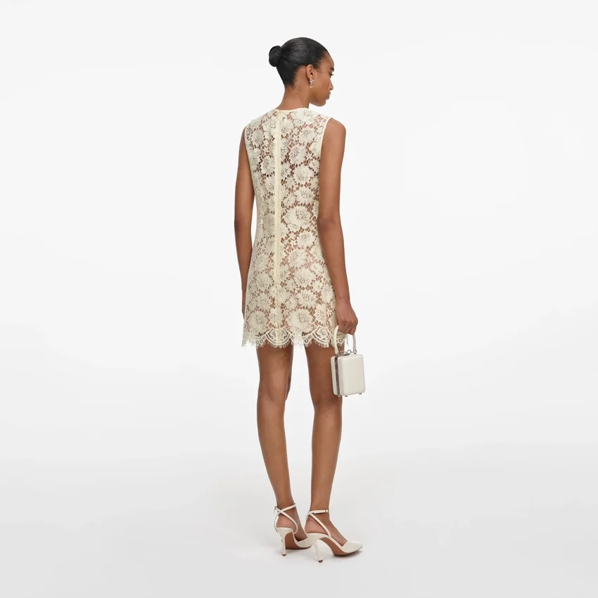 Yellow Fine Lace Mini Dress Yellow Fine Lace Mini Dress