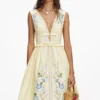 Yellow Floral Cotton Midi Dress Yellow Floral Cotton Midi Dress