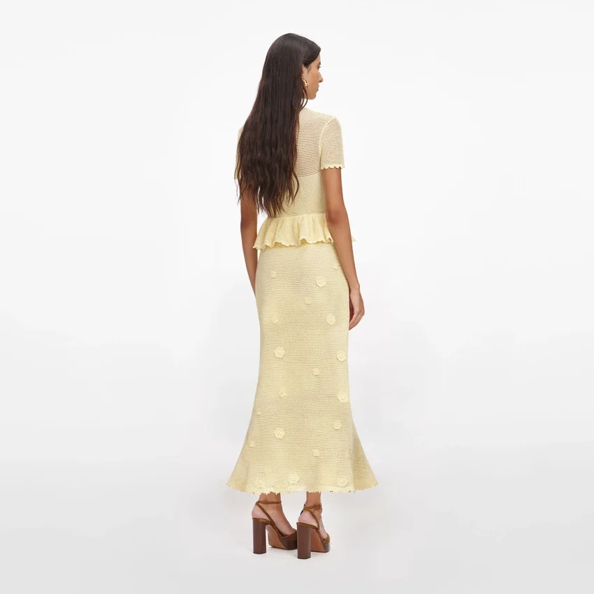 Yellow Floral Crochet Midi Dress Yellow Floral Crochet Midi Dress