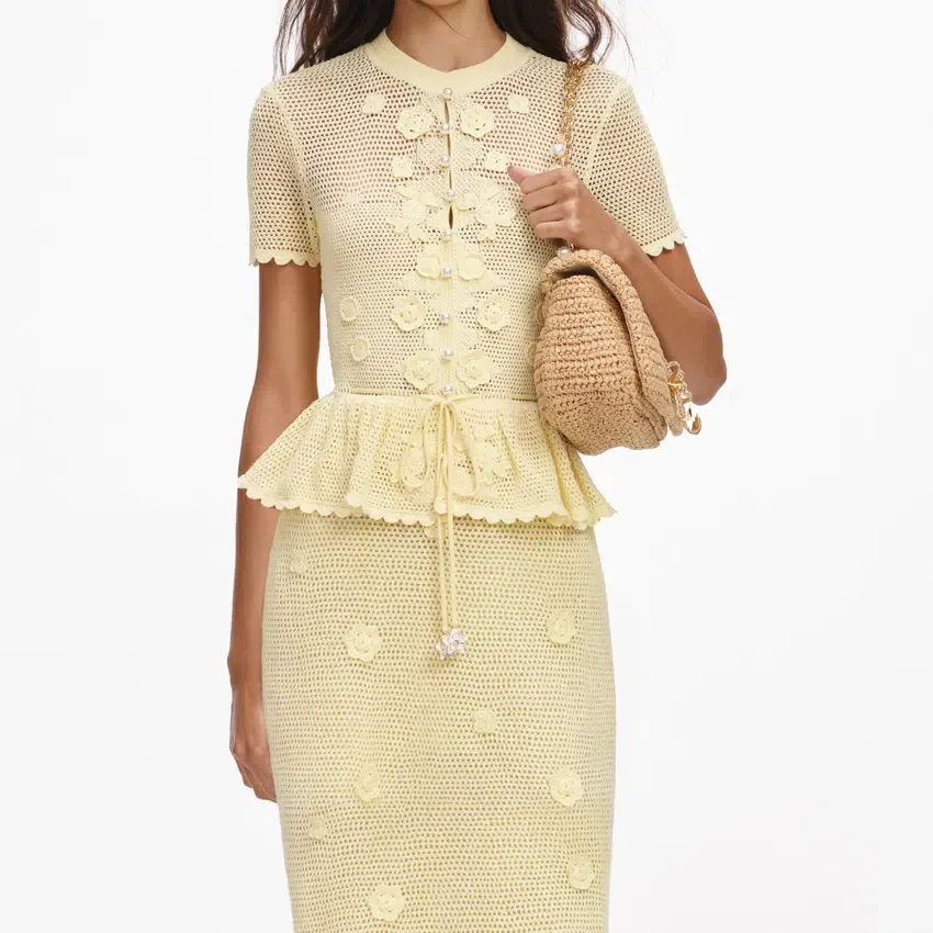 Yellow Floral Crochet Midi Dress Yellow Floral Crochet Midi Dress