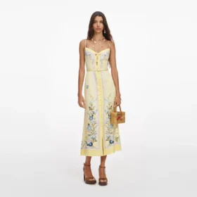 Yellow Floral Midi Dress