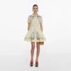 Yellow Floral Organza Mini Dress Yellow Floral Organza Mini Dress