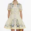 Yellow Floral Organza Mini Dress Yellow Floral Organza Mini Dress