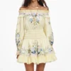 Yellow Floral Organza Ruffle Mini Dress Yellow Floral Organza Ruffle Mini Dress