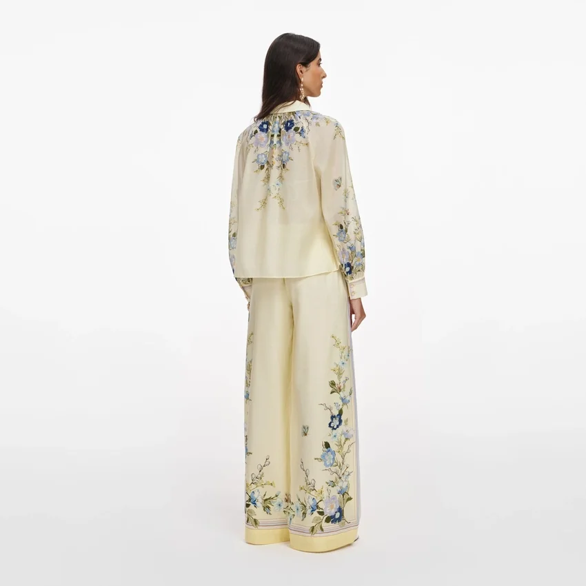 Yellow Floral Organza Trousers Yellow Floral Organza Trousers