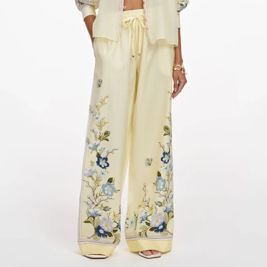 Yellow Floral Organza Trousers Yellow Floral Organza Trousers