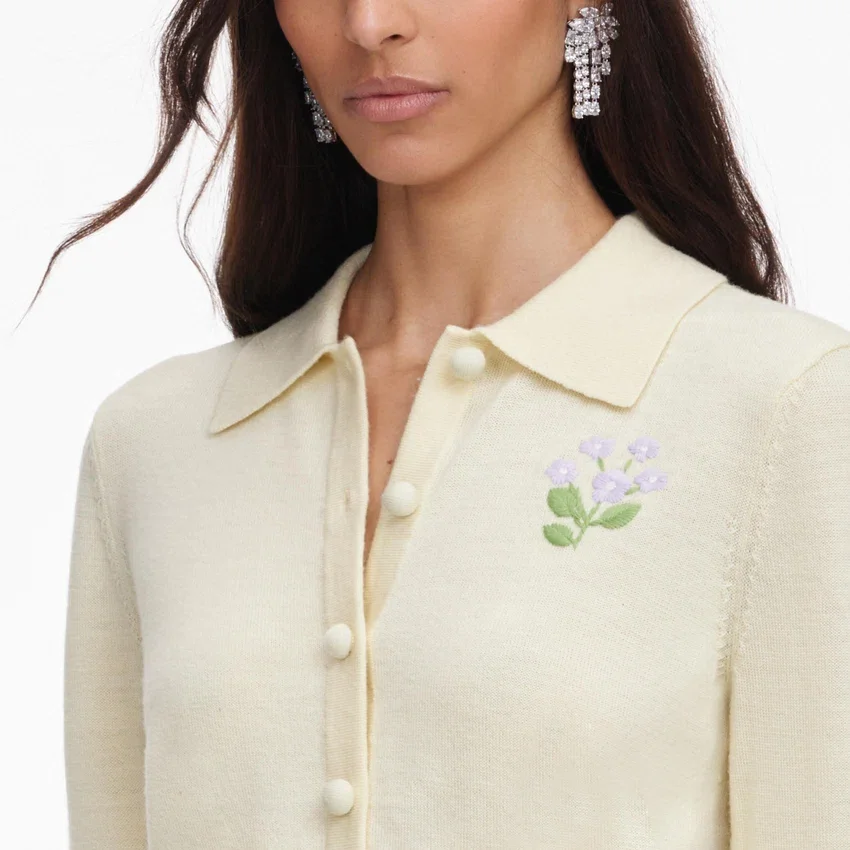 Yellow Flower Embroidered Knit Cardigan Yellow Flower Embroidered Knit Cardigan
