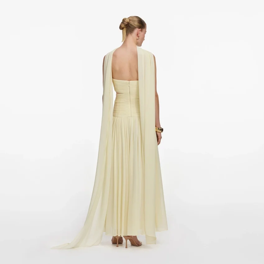 Yellow Georgette Scarf Midi Dress Yellow Georgette Scarf Midi Dress