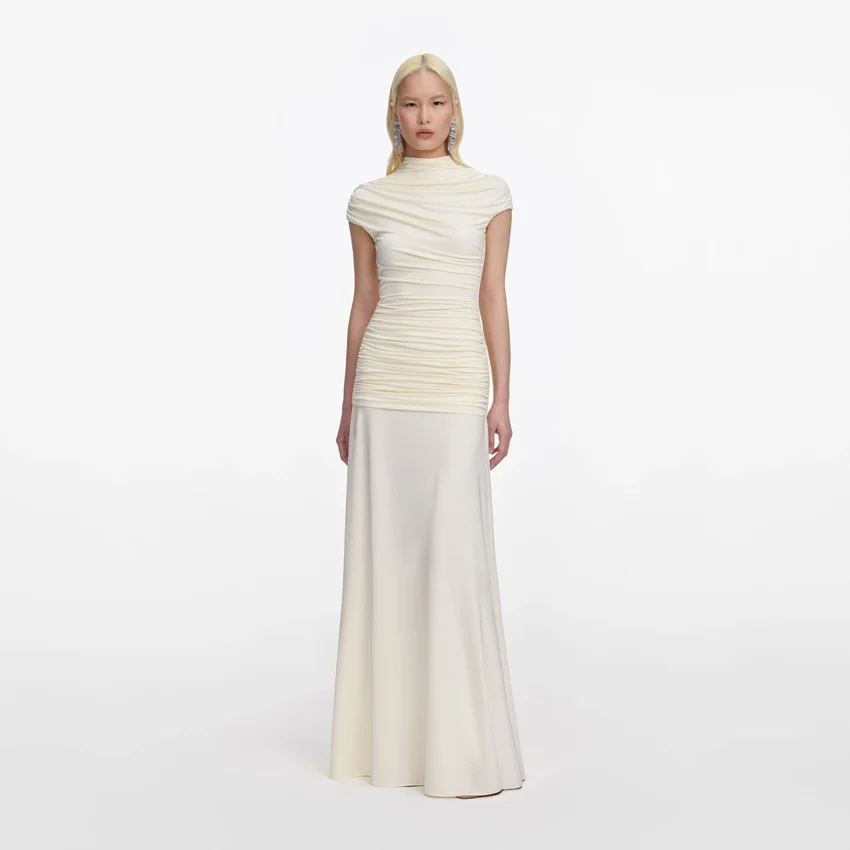 Yellow Jersey Draped Maxi Dress Yellow Jersey Draped Maxi Dress