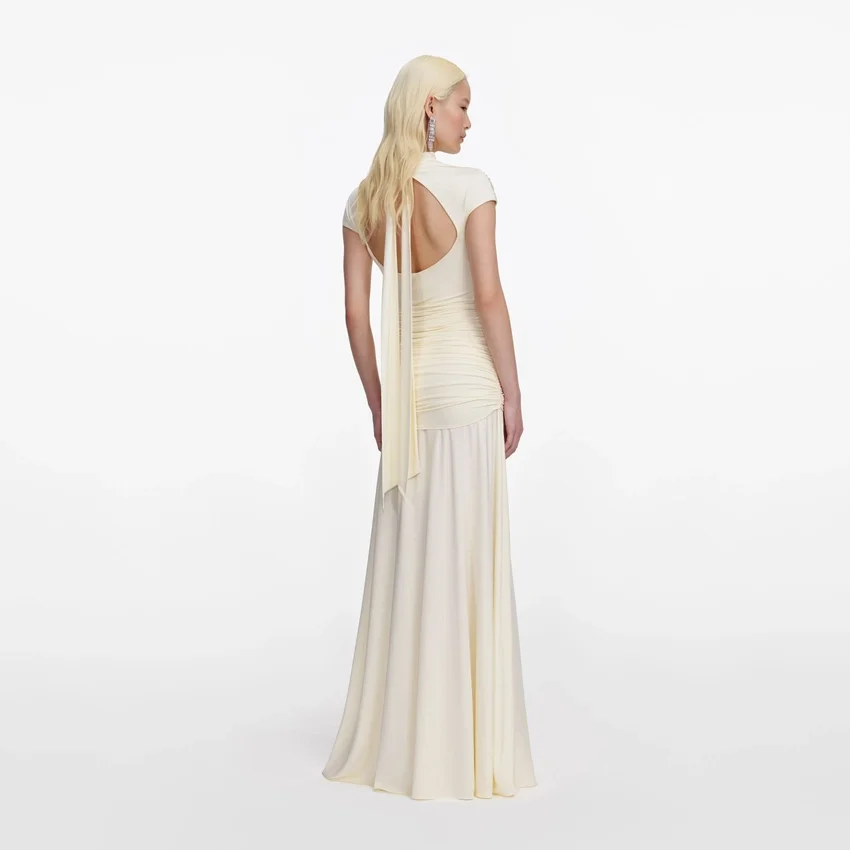 Yellow Jersey Draped Maxi Dress Yellow Jersey Draped Maxi Dress