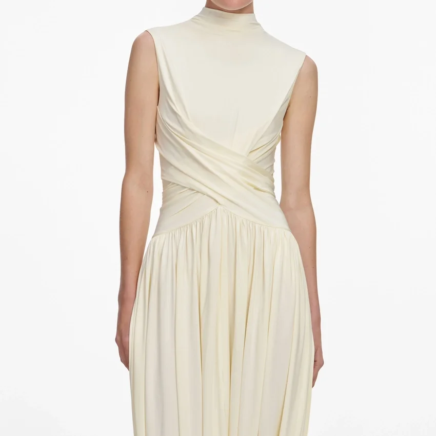 Yellow Jersey Wrap Midi Dress Yellow Jersey Wrap Midi Dress