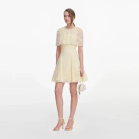 Yellow Lace Cape Mini Dress