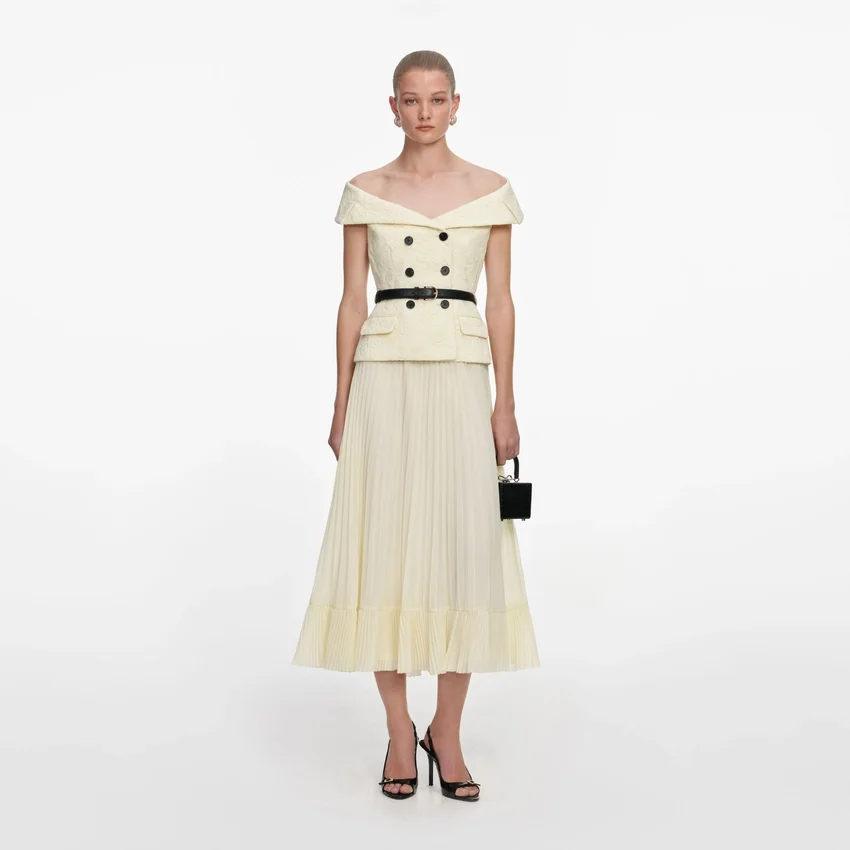 Yellow Lace Chiffon Midi Dress Yellow Lace Chiffon Midi Dress