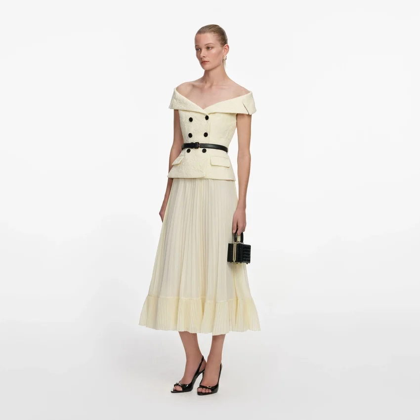 Yellow Lace Chiffon Midi Dress Yellow Lace Chiffon Midi Dress