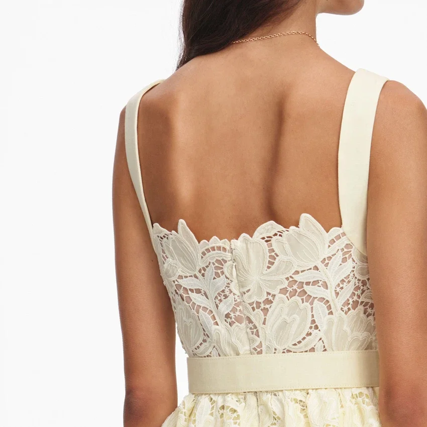 Yellow Lace Peplum Midi Dress Yellow Lace Peplum Midi Dress