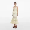 Yellow Linen Peplum Midi Dress Yellow Linen Peplum Midi Dress
