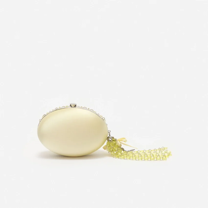 Yellow Oval Crystal Chain Clutch Bag Yellow Oval Crystal Chain Clutch Bag