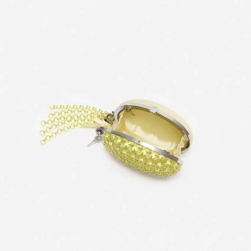 Yellow Oval Crystal Chain Clutch Bag Yellow Oval Crystal Chain Clutch Bag