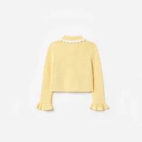Yellow Pointelle Frill Cardigan