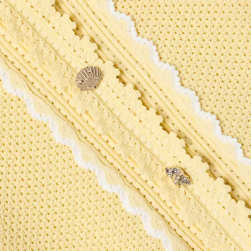 Yellow Pointelle Frill Cardigan Yellow Pointelle Frill Cardigan