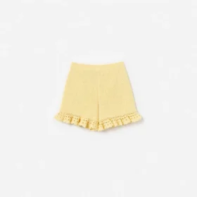 Yellow Pointelle Knit Shorts