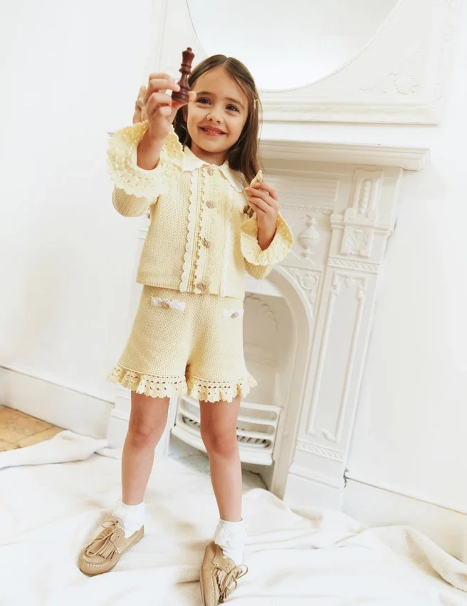 Yellow Pointelle Knit Shorts Yellow Pointelle Knit Shorts
