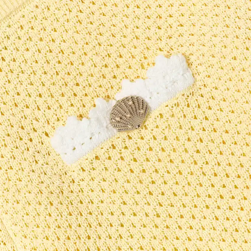 Yellow Pointelle Knit Shorts Yellow Pointelle Knit Shorts