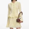Yellow Pointelle Peplum Knit Mini Dress Yellow Pointelle Peplum Knit Mini Dress