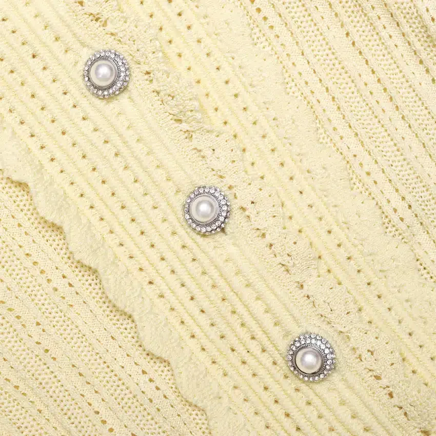 Yellow Pointelle Peplum Knit Mini Dress Yellow Pointelle Peplum Knit Mini Dress
