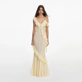 Yellow Ruffle Knit Maxi Dress