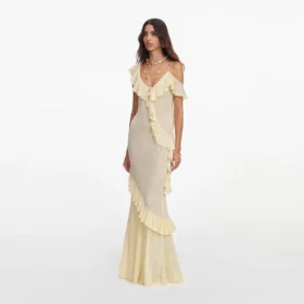Yellow Ruffle Knit Maxi Dress