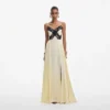 Yellow Satin Lace Maxi Dress Yellow Satin Lace Maxi Dress