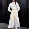 Yellow Satin Lace Midi Dress Yellow Satin Lace Midi Dress